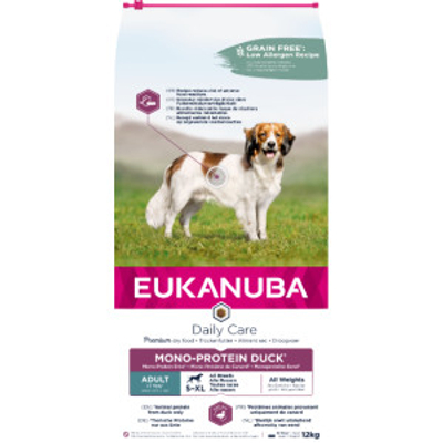 Eukanuba Daily Care Monoprotein eend hondenvoer 12 kg - hondenbrokken