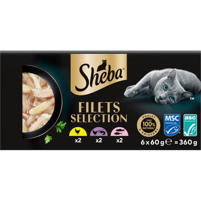 Sheba Filets selection kip.tonijn,zalm Nat kattenvoer 360 g - natvoer katten