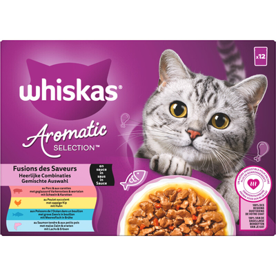 Whiskas Aromatic heerlijke combinaties in saus Nat kattenvoer 1,02 kg - natvoer katten