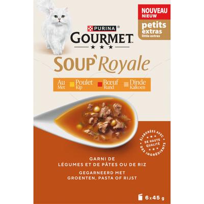 Gourmet Soup royale kip of rund of kalkoen Nat kattenvoer 270 g - natvoer katten