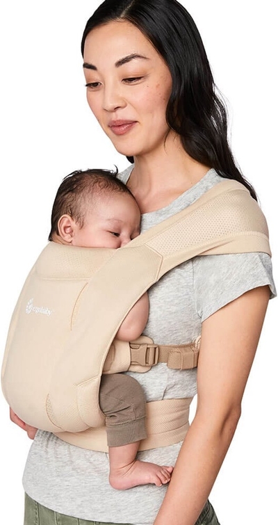 Ergobaby Baby Draagzak Embrace soft air mesh cream - ergonomische draagzak vanaf geboorte