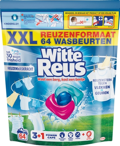 Witte Reus  wascapsules witte was - 64 wasbeurten