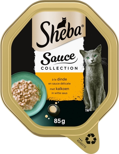 Sheba Kattenvoer - Sauce Collection - Kalkoen in Saus - kuipjes 22x85g natvoer katten