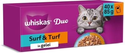 Whiskas Kattenvoer - Adult 1+ - Duo Surf & Turf Selectie in Gelei - 40x85g natvoer katten