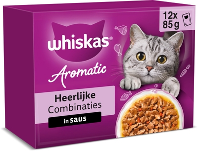 Whiskas Kattenvoer - Adult 1+ - Aromatics Heerlijke Combinaties in Saus - 48x85g natvoer katten