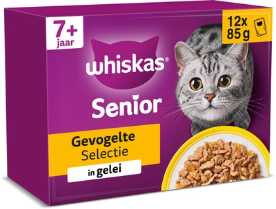 Whiskas Kattenvoer - Senior 7+ - Gevogelte Selectie in gelei - 48x85g natvoer katten