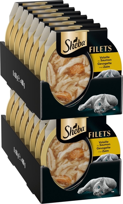Sheba Kattenvoer - Filets - Gevogelte en zalm in saus - 16x60g natvoer katten