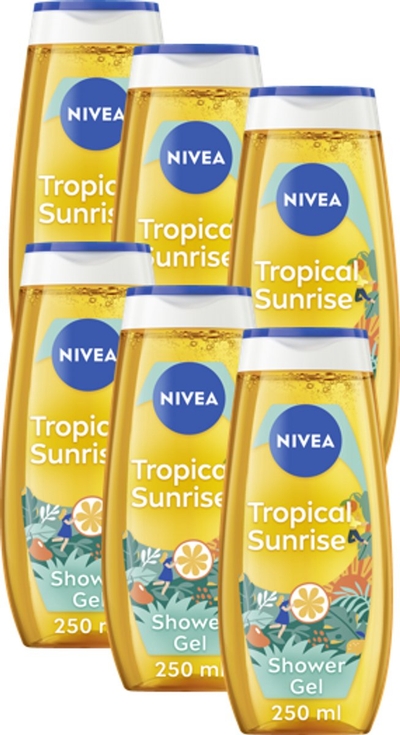 NIVEA Tropical Sunrise Douchegel – Shower Gel - Exotische vruchtengeur  - 6x 250 ml