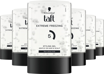 Taft Extreme Freezing Styling Gel - Haarstyling - Haargel - Sterke Fixatie - Korte Haartypes  - 6x 300ml