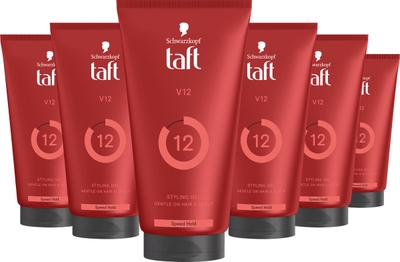 Taft - V12 Power Gel - Haarstyling - Haargel - Extreme Fixatie - Korte Haartypes  - 6x 150ml