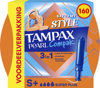 Tampax Pearl Compak Super Plus Tampons - Met Inbrenghuls - 8 x 20 stuks