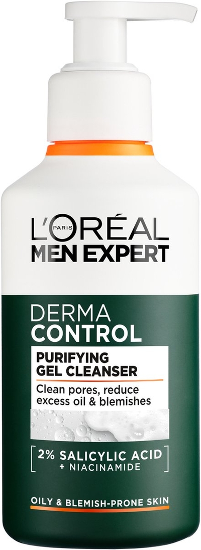 L'Oréal Paris Men Expert De Derma Control Purifying Gel Cleanser - Voor een vette huid met oneffenheden - Gezichtsverzorging man - Gezichtsreiniger - Met niacinamide & salicylzuur - 260ml