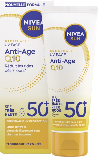 NIVEA SUN UV Face Anti-Age Q10 SPF50 - Zonnebrand Gezicht - Anti Rimpel Zonnebrandcrème - Anti-Age - 40ml