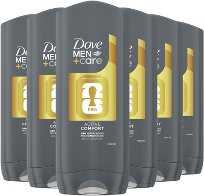 Dove Men+Care 3-in-1 Douchegel - Active Comfort FIFA Edition - met 24 uur MicroMoisture technologie - 6 x 400 ml
