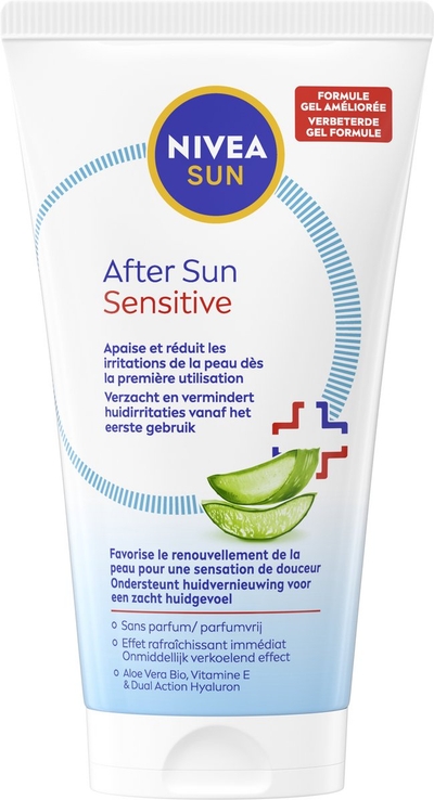 NIVEA SUN After Sun Sensitive Gel - Voor de gevoelige & allergiegevoelige - Vermindert Roodheid - met Bio Aloe Vera - 150ml