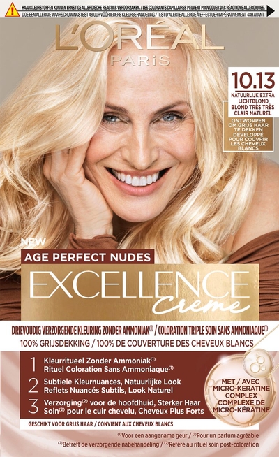 L'Oréal Paris Excellence Crème Age Perfect Nudes 10.13 Extra Lichtblond - Permanente Haarkleuring