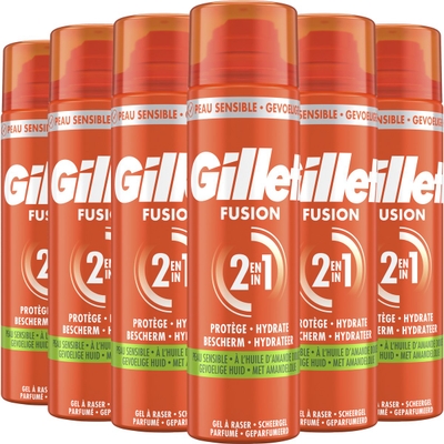 Gillette Fusion Scheergel Met Amandelolie - Voor De Gevoelige Huid - 6 x 200ml