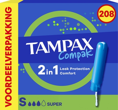 Tampax Compak Super Tampons - Met Inbrenghuls - 8 x 26 Stuks