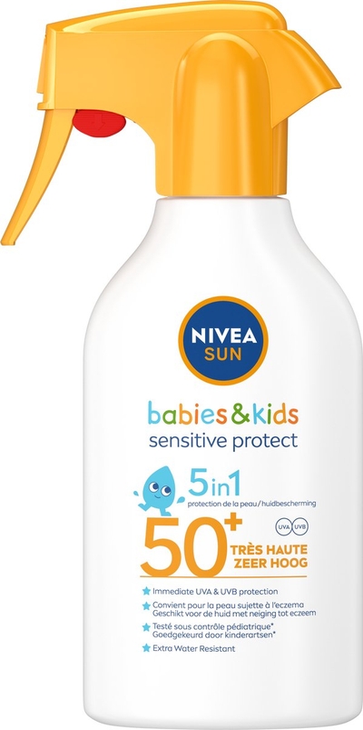 NIVEA SUN Kids & Babies Sensitive Protect Zonnespray SPF50+ - Waterbestendig - Eczeemgevoelige huid - Parfumvrij - 250ml