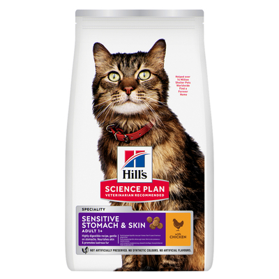 Hill's Science Plan Gevoelige Maag & Huid Adult 1+ Kip - 3 kg - kattenbrokken