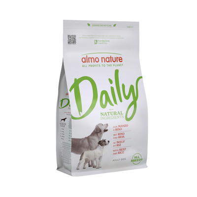 Dubbelpak: 2x 1.2kg Almo Nature Daily all Breeds Rund & Rijst Hondenvoer droog - hondenbrokken
