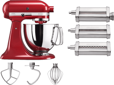 KitchenAid Artisan Mixer 5KSM125 Keizerrood + Pastaroller en -snijderset (3-delig)