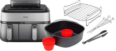 Philips 5000 Series Dual Basket NA555/00 + Dubbellaagse kookset + Bakmeesterset