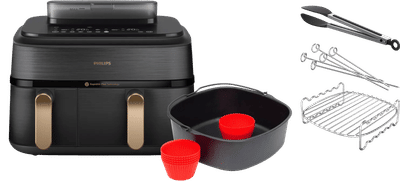 Philips 5000 Series Dual Basket NA552/00 + Dubbellaagse kookset + Bakmeesterset