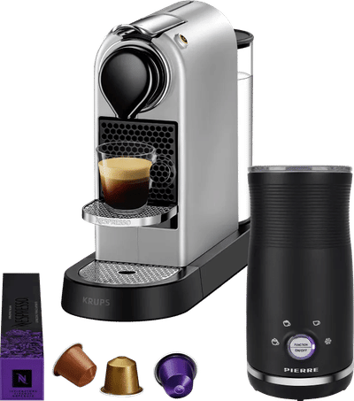 Krups Nespresso Citiz XN741B Zilver + Pierre Melkopschuimer