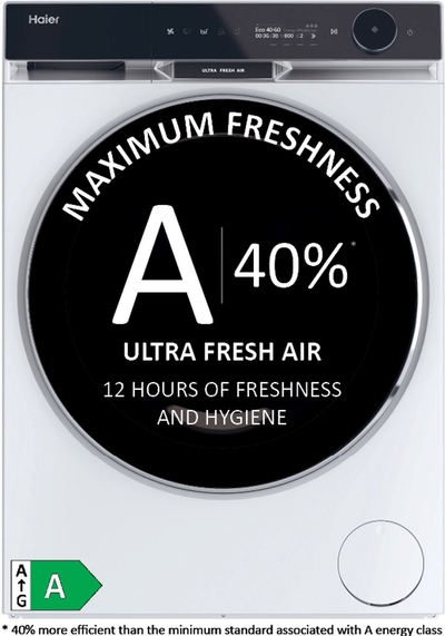 Haier HW110-BD14397U1 – De stilste wasmachine op de markt – 11 kg – Energieklasse A – Stoomfunctie – Automatische dosering – Direct Motion-motor – Antibacteriële behandeling (ABT) – 16 programma’s – 10 jaar garantie op onderdelen