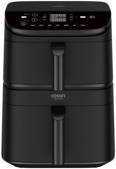Cosori XXL Airfryer Turbo Tower - 10.8 liter inhoud - 2 manden apart in te stellen - 7 programma's