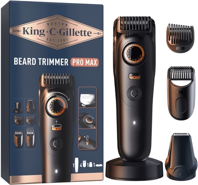 King C Gillette Draadloze Baardtrimmer PRO MAX met kammen - reinigingsborsteltje en oplaadstandaard