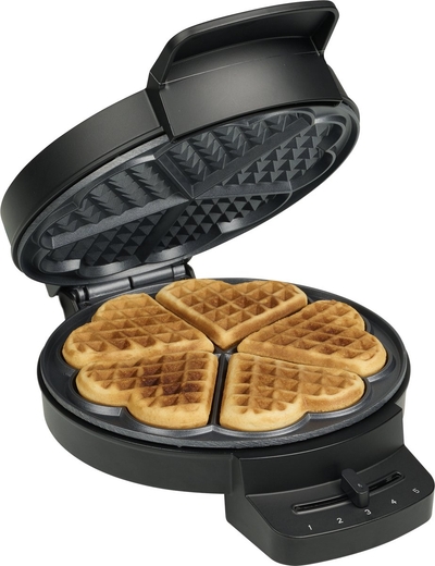 Princess 132378 Wafelmaker DeLuxe - 5 hartvormige wafels per sessie - 1000 Watt - Valentijnsdag