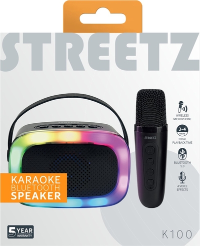 Streetz K100-BLK Draagbare & party speaker Mono draadloze luidspreker Zwart 5 W