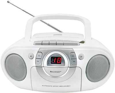 Soundmaster SCD5100WE, Boombox met FM-radio, CD- en cassettespeler, wit
