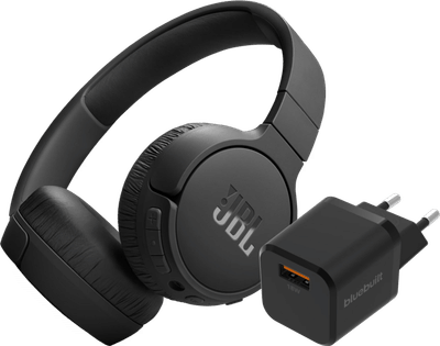 JBL Tune 670NC Zwart + BlueBuilt Quick Charge Oplader met Usb A Poort 18W Zwart