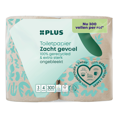 PLUS 3-laags toiletpapier - 4 rollen