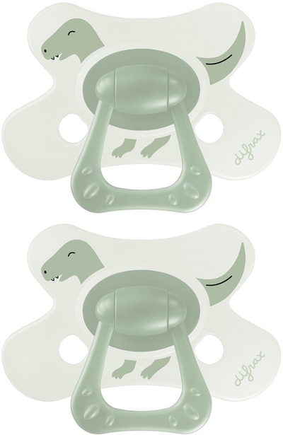 Difrax Natural Fopspeen - 18+ Maanden - Dino - Groen - 2 Stuks