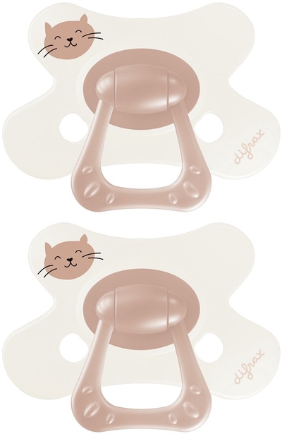 Difrax Natural Fopspeen - 12 tot 18 Maanden - Kat - Lichtroze - 2 Stuks