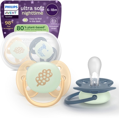 Philips Avent Ultra Soft Nighttime - 6 tot 18 maanden - Glow-in-the-dark fopspeen - SCF094/03
