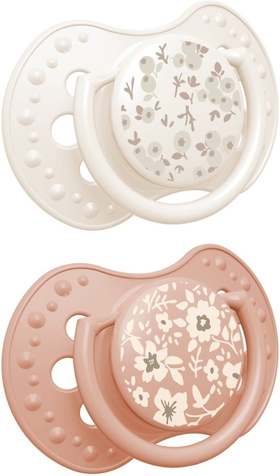 Difrax LOVI Dynamische Fopspeen - 18+ Maanden - Blossom - Wit & Oranje - 2 Stuks