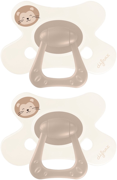 Difrax Natural Fopspeen - 12 tot 18 Maanden - Leeuw - Bruin - 2 Stuks