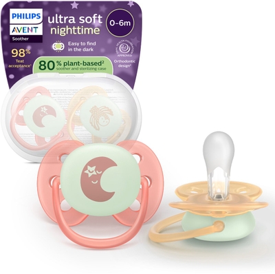 Philips Avent Ultra Soft Nighttime - 0 tot 6 maanden - Glow-in-the-dark fopspeen - SCF094/02