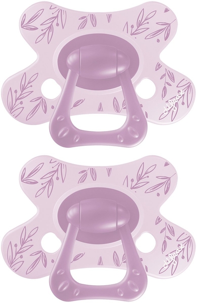 Difrax Natural Fopspeen - 12 tot 18 Maanden - Blaadjes - Paars - 2 Stuks