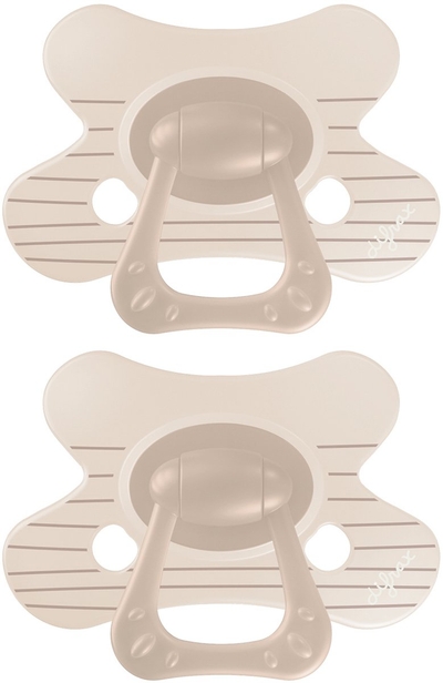 Difrax Natural Fopspeen - 6 tot 12 Maanden - Bruine strepen - 2 Stuks