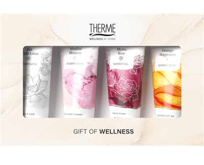THERME Shower Favorites Gift Set- 4x Shower Satin - geschenkverpakking