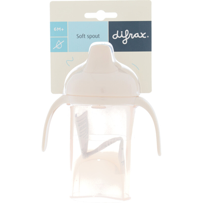 Difrax Tuitbeker Drinkbeker - 250 ml - 6+ Maanden - Beige - 1 stuk
