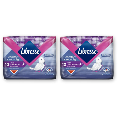 Libresse Maxi goodnight wings maandverband 2-pack Maandverband 2 stuks