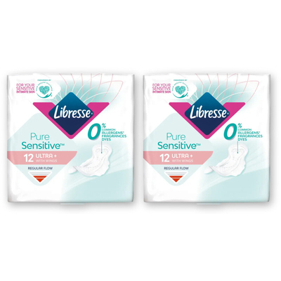 Libresse Pure sens ultra+ wings maandverband 2pck Maandverband 2 stuks