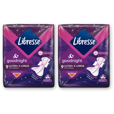 Libresse Goodnight ultra x-large maandverband 2pk Maandverband 2 stuks